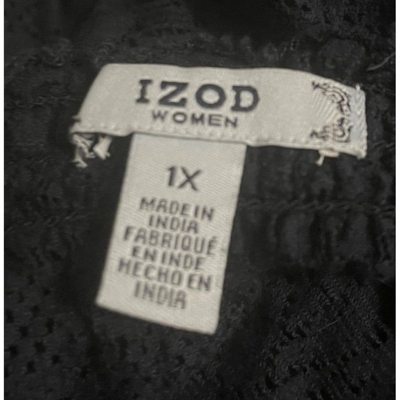 1X Izod Women Sheer Lace Top Elastic Off Shoulder Navy Blue - Picture 10 of 10